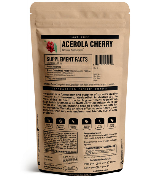 Organic Acerola Cherry Powder 180g Freeze Dried Everyday Superfood