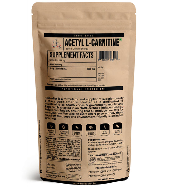 Acetyl L-CarnitinAcetyl L-Carnitine (ALCAR) Powder Focus Performance Cellular Energy Supplemente (ALCAR) Powder herbadiet Acetyl L-CarnitinAcetyl L-Carnitine (ALCAR) Powder Focus Performance Cellular Energy Supplemente (ALCAR) Powder herbadiet