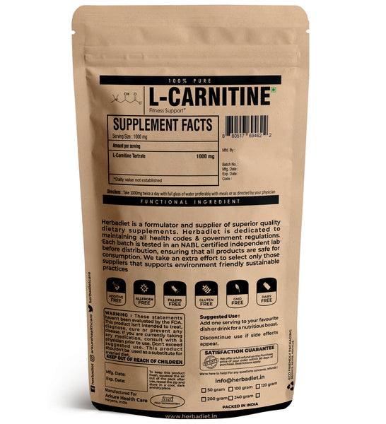 L-Carnitine L-Tartrate Powder Fat Burner Diet Weight Loss Support High  Strength  herbadiet