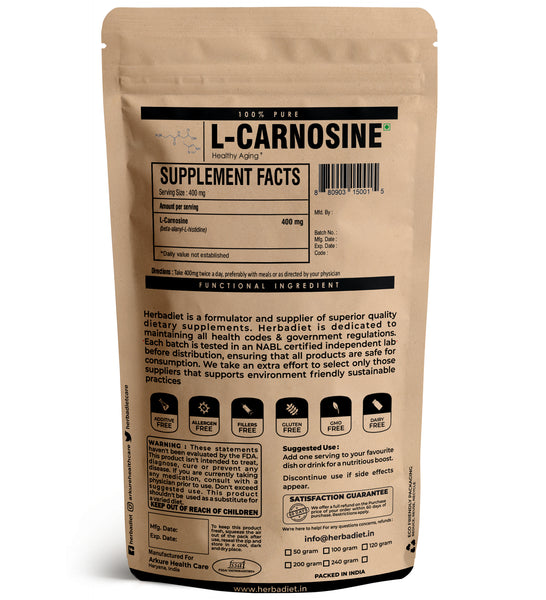 L-Carnosine Powder Antioxidant Muscle Memory Energy Endurance Amino Acid  Non-GMO – herbadiet