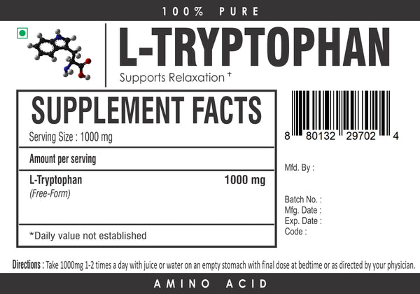 L-Tryptophan Powder Sleep Anxiety Support Stress Serotonin Essential ...
