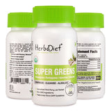 Organic Super Greens with Spirulina, Chlorella, Wheatgrass Barley Grass Capsules