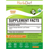 Organic Herb Powders - Herbadiet USDA Organic PURE Brahmi Leaf Powder Bacopa Monnieri Supplement