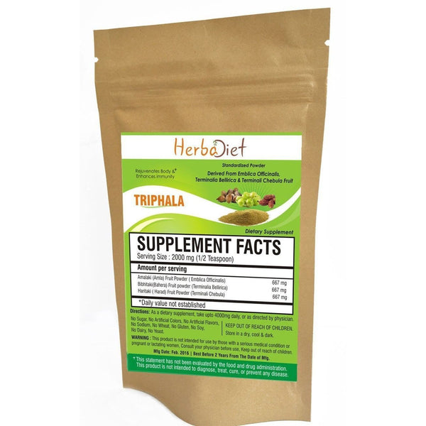 Organic Herb Powders - Herbadiet USDA Organic Triphala Powder Premium Grade Digestive Supplement