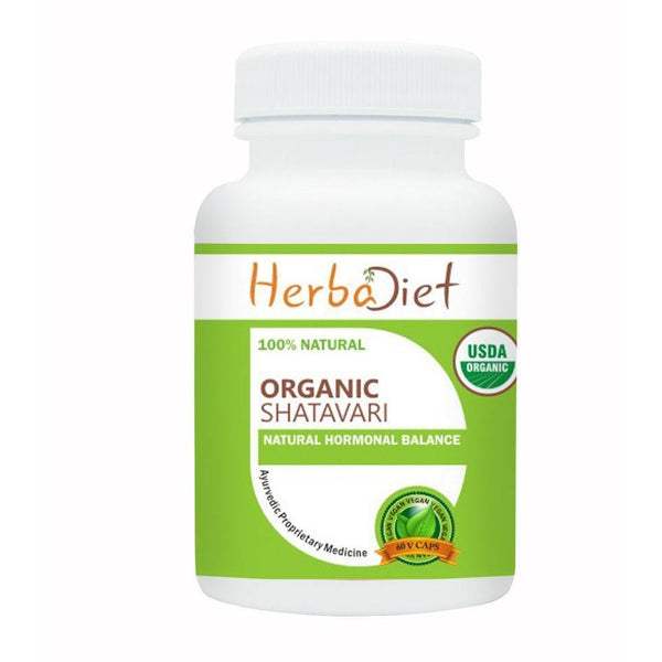 Organic Single Herb Capsules - Herbadiet USDA Organic Shatavari Root 500mg Veg Capsules Women Health Supplement
