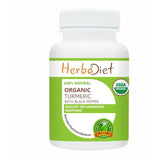 Organic Single Herb Capsules - Herbadiet USDA Organic Turmeric Root With Black Pepper 500mg Veg Capsules