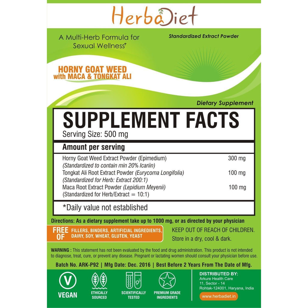 Horny Goat Weed + Maca Root + Tongkat Ali Extract Powder Male Sexual Enhancement herbadiet