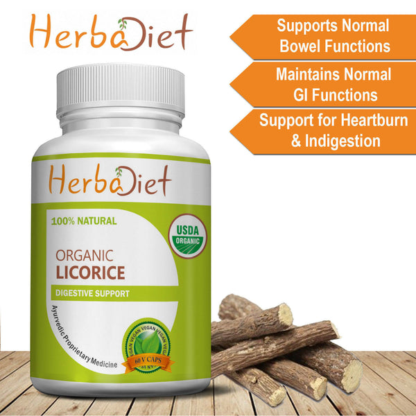 Organic Licorice Root Powder Capsules Liquorice Glycyrrhiza Digestive Support herbadiet