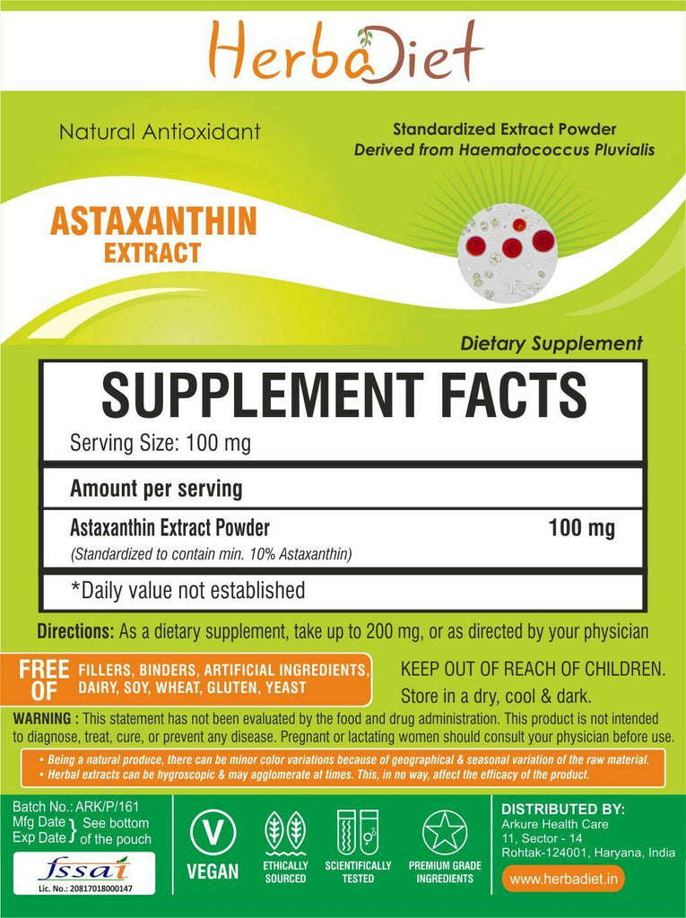 Astaxanthin Extract Powder 10 Super Antioxidant Haematoccus Pluvialis Heart herbadiet
