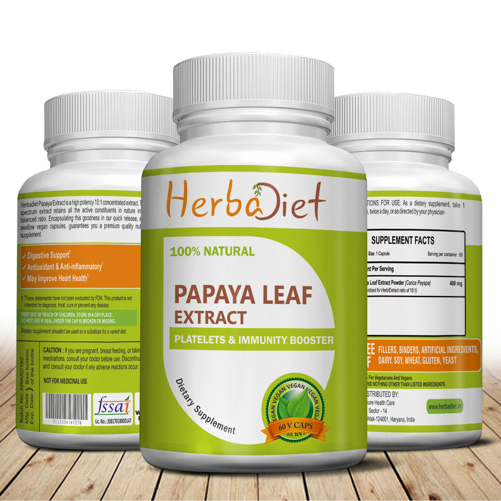 Natural Papaya Leaf Extract Capsules Skin Lightening Weight Loss Builds