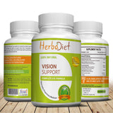 Vision Support EYE Health Supplement w/- Lutein Bilberry Lycopene Vit A Capsules