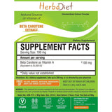 Standardized Extracts - Herbadiet Beta Carotene 25000 IU Vitamin A Powder Extract Supplement Eye & Heart Health