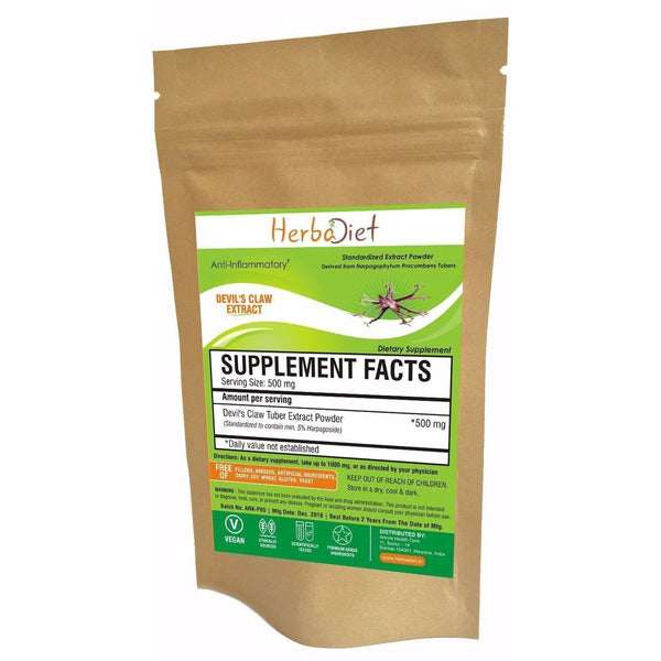 Standardized Extracts - Herbadiet Devil's Claw 5% Harpagoside Powder Extract Supplement - Inflammation Support