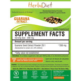 Standardized Extracts - Herbadiet Guarana Seed 22% Caffeine Powder Extract Supplement - Natural Energizer