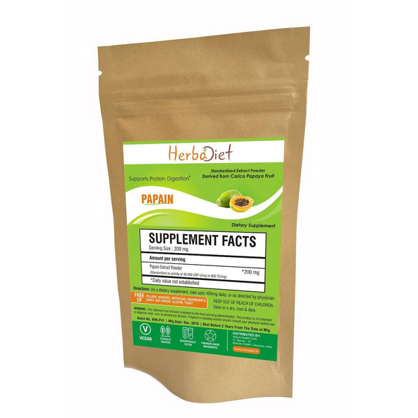 Standardized Extracts - Herbadiet Papain 800 TU/mg Powder Extract Digestive Enzyme Supplement