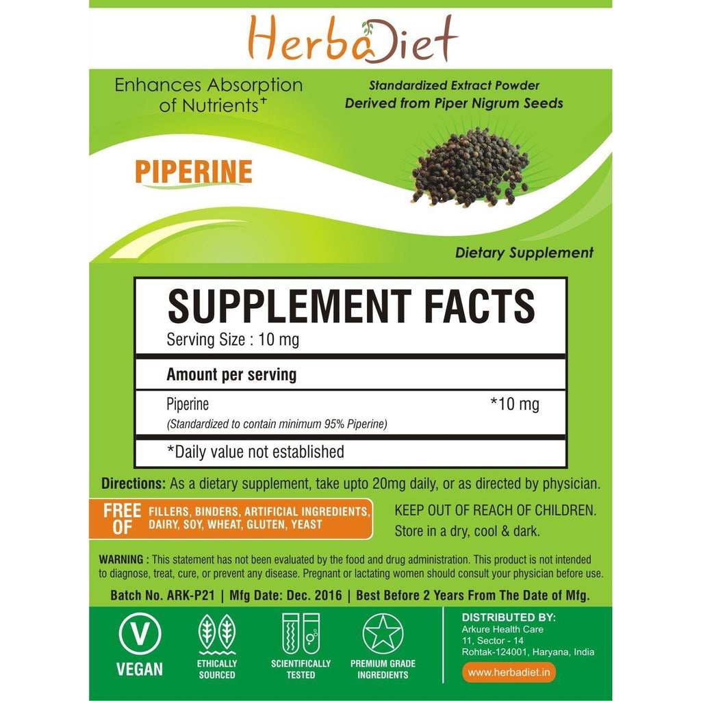 Piperine 95 Black Pepper Extract Powder PURE Turmeric Bioavailability