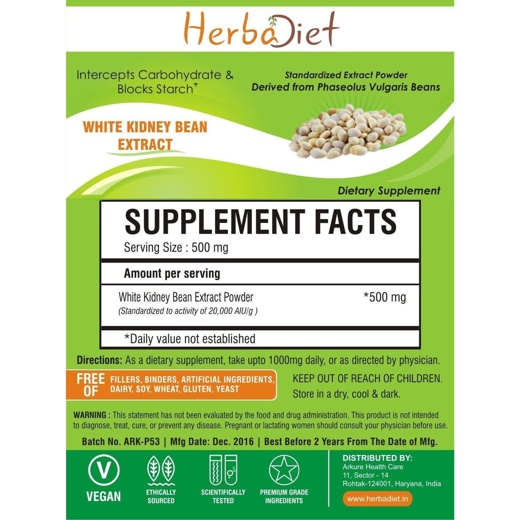 White Kidney Bean Extract (8000mg eq.) Carb Blocker Powder Weight Loss