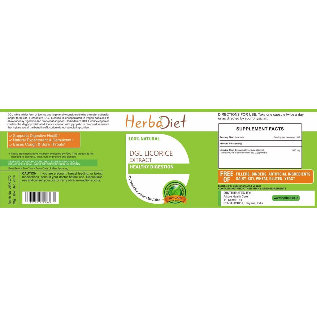 DGL Licorice Extract Capsules Deglycyrrhizinated Liquorice NMT 3