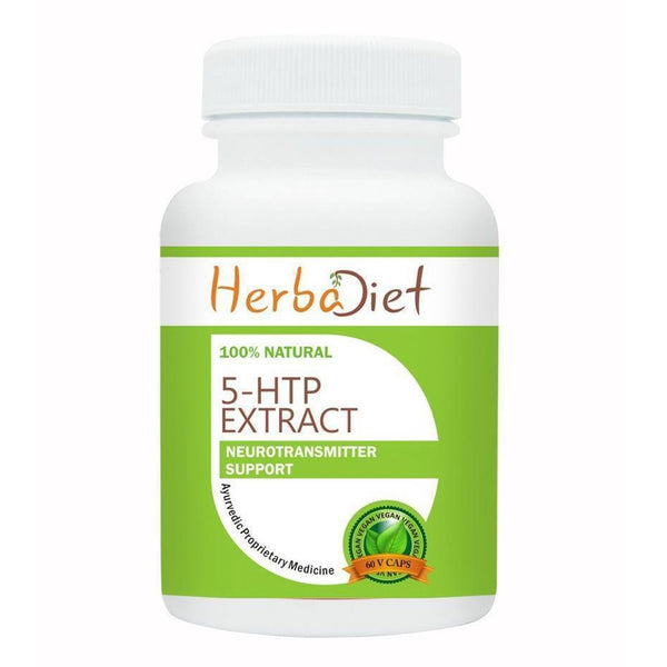 Standardized Single Herb Extract Capsules - Herbadiet 5-HTP 100mg Vegetarian Capsules Mood Enhancer