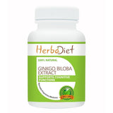 Standardized Single Herb Extract Capsules - Herbadiet Ginkgo Biloba Extract 120mg Vegetarian Capsules
