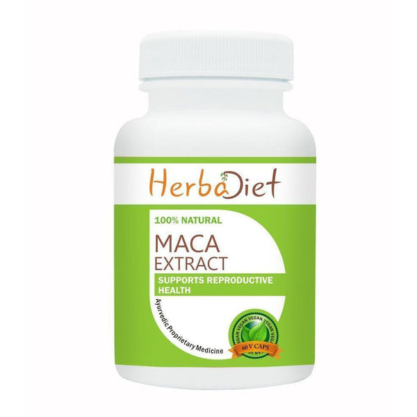 Standardized Single Herb Extract Capsules - Herbadiet Maca Root Extract 500mg Vegetarian Capsules