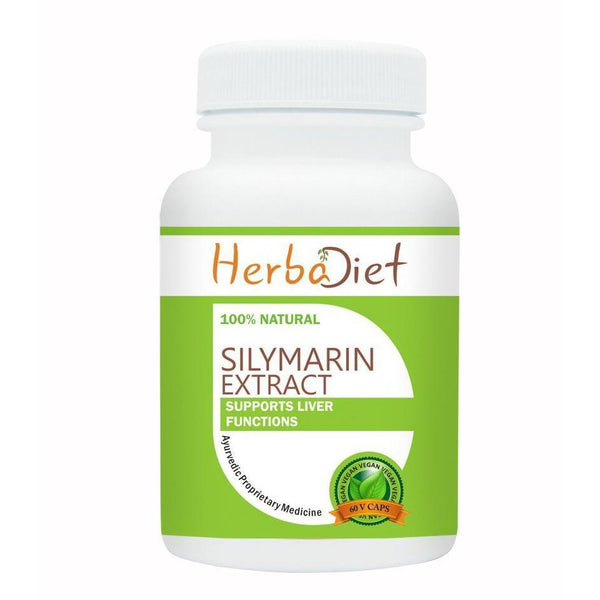 Standardized Single Herb Extract Capsules - Herbadiet Milk Thistle 80% Silymarin Extract 500mg Vegetarian Capsules Liver Detox Supplement
