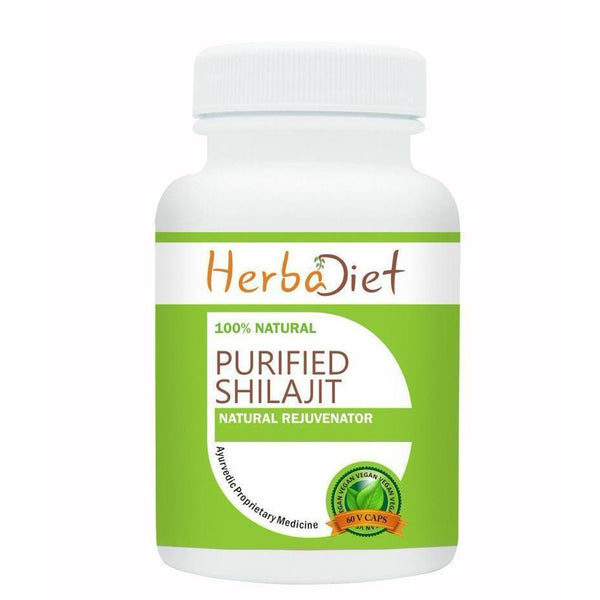 Standardized Single Herb Extract Capsules - Herbadiet Purified Shilajit Extract 500mg Vegetarian Capsules Energy Supplement