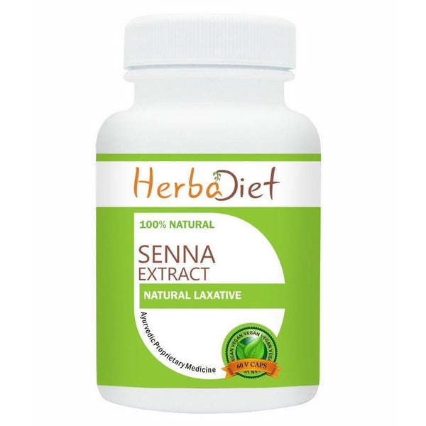Standardized Single Herb Extract Capsules - Herbadiet Senna 20% Calcium Sennosides Extract 500mg Vegetarian Capsules