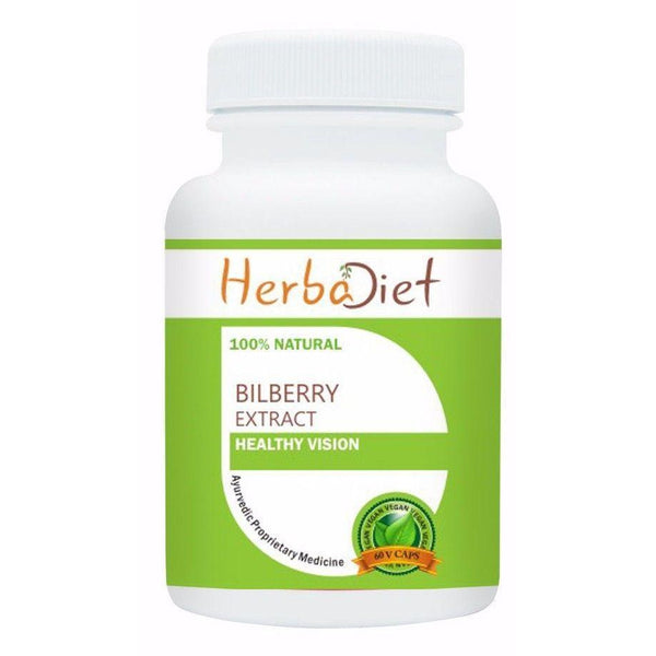Standardized Single Herb Extract Capsules - PURE Bilberry Extract 25% Anthocyanins Vegan 500mg Capsules Vision & Eye Health